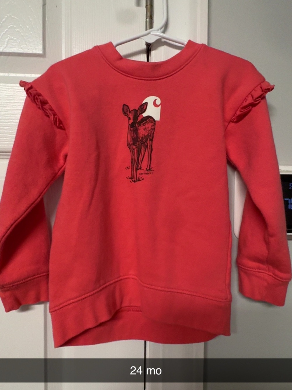 Carhartt Coral Pink Deer Graphic Ruffle Sweatshirt - Kids